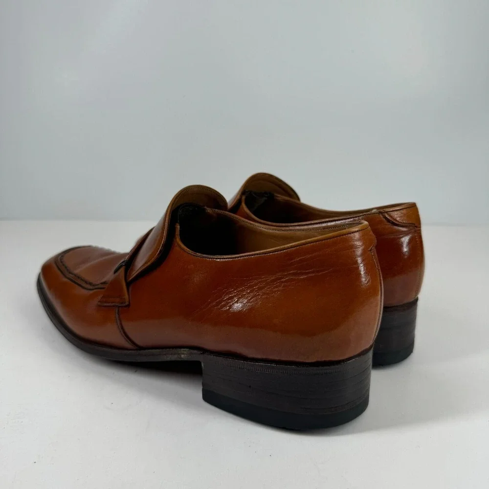 Vintage Barker of Earls Barton Men's 8/UK 7E Brown Leather Slip-On Loafer Shoes